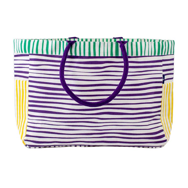 The Royal Standard - Wholesale Tote Bag - Women's - Stripe Durham Tote White/Purple/Yellow/Green 17.5x13.5x6