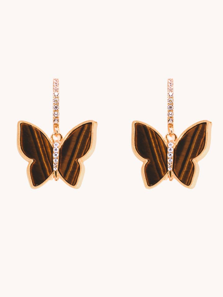 Earrings Butterfly Tiger Eye–Spring Bestseller for wholesale by Gratinsta
