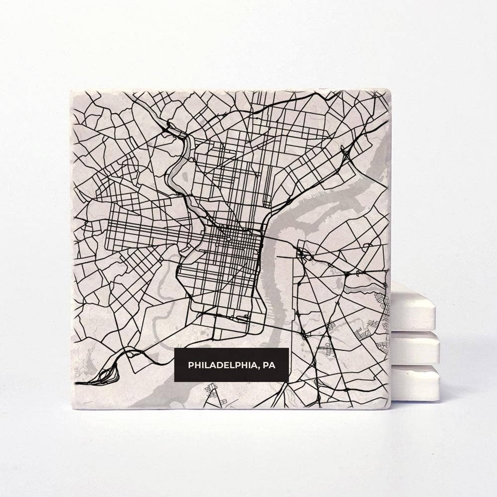 Versatile Coasters - Wholesale Coasters - Philadelphia Modern Map Coasters0