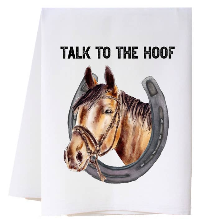 Talk To The Hoof Kitchen Towel for wholesale by Cora & Pate