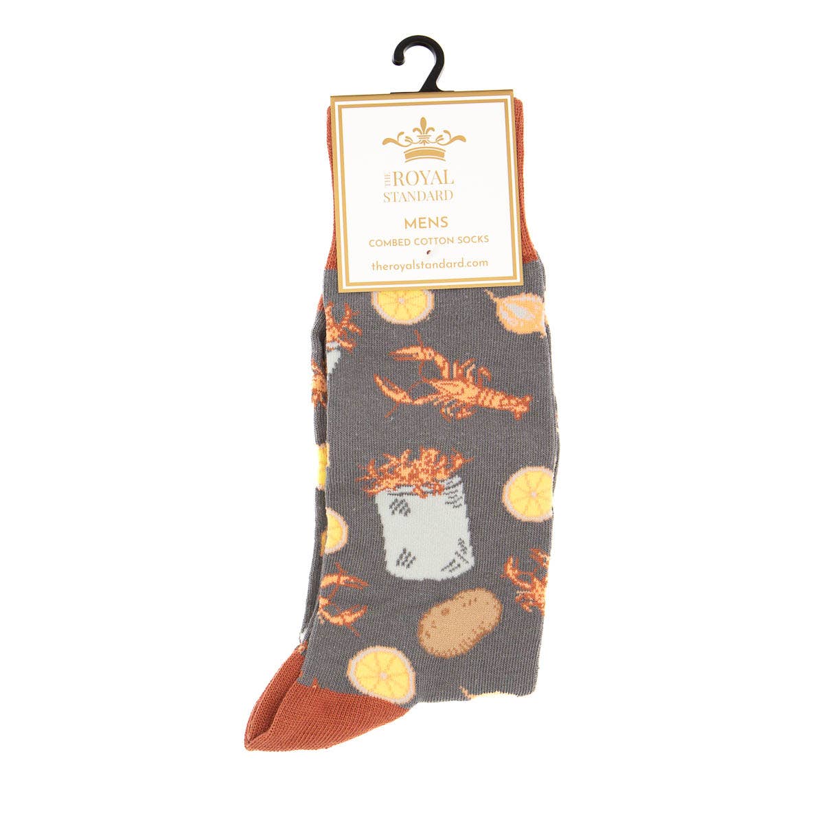 The Royal Standard - Wholesale Socks - Men's - Men's Crawfish Boil Socks   Gray/Red/Yellow  One Size1