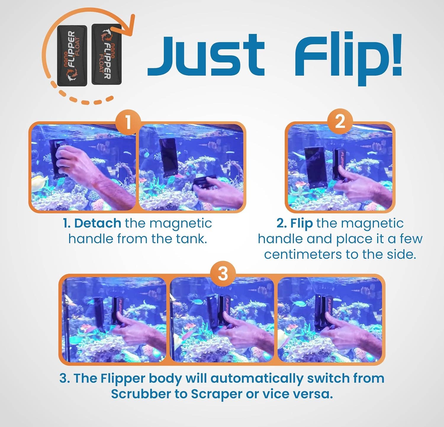 Flipper Aquarium Products - Wholesale Pet Toy - Cat/Dog - Flipper NANO FLOAT 2 in 1 Magnetic Aquarium Algae Cleaner5