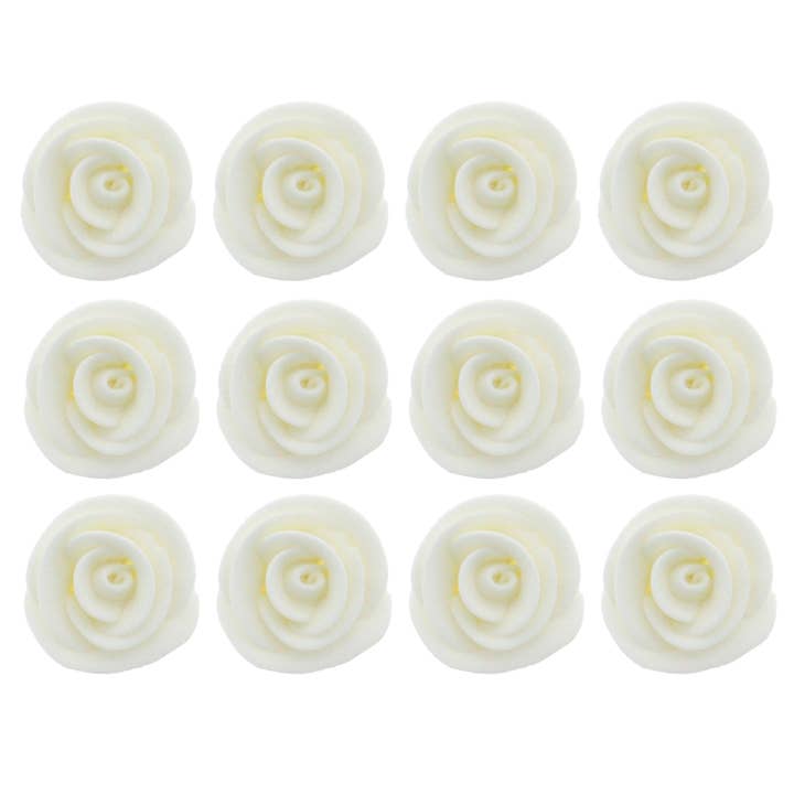 Premium Edible Roses for Cakes and Cupcakes, Sweet Royal Icing Roses, by Global Sugar Art, White for wholesale by Global Sugar Art
