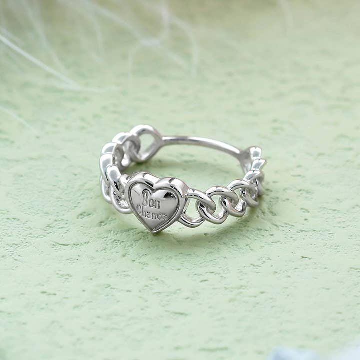 Gioiellin - S925 Silver Jewelry - Wholesale Band/Stacked Ring - S925 Silver 3D Heart Shaped Lucky Letter Ring