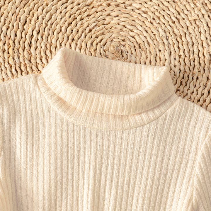 PatPat - Vendita all'ingrosso Vestito - Bambini - Abito a maniche lunghe a costine tinta unita con collo alto da bambina