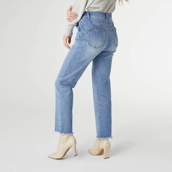 Medium Denim EverStretch Straight Leg Ankle w/ Glitter for wholesale on Faire
