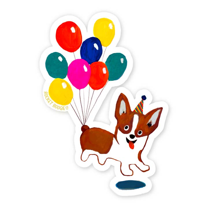 Corgi Balloner Klistermærke for engroshandel hos Rocket Boogie Co.