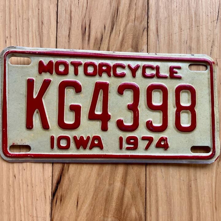 1974 Iowa Motorcycle License Plate for wholesale by RusticPlates