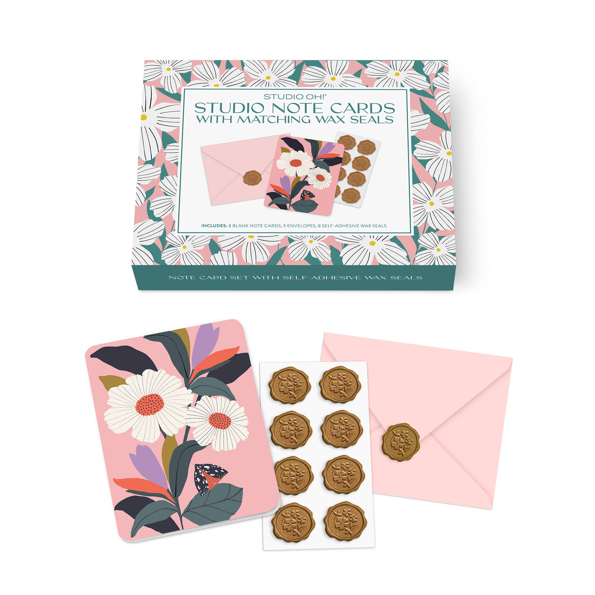 Studio Oh! - Wholesale Stationery/Notecard Set - Blossoming Reflections Note Cards with Matching Wax Seals1