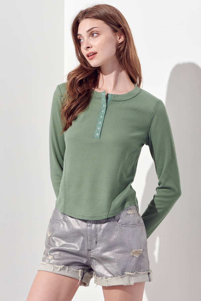 Petal Dew – Großhandel Strickoberteil – Damen – Langarmshirt mit Waffelmuster P000962