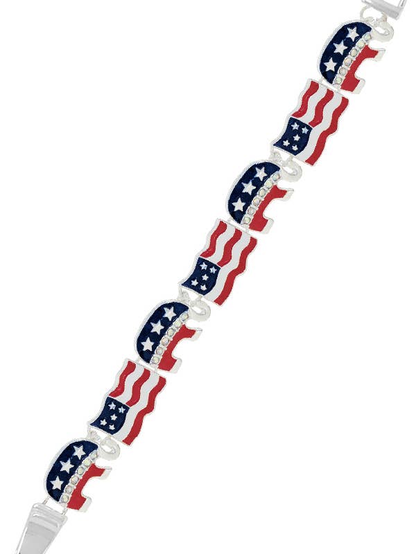 ( HX1005 ) AMERICAN FLAG REPUBLICAN ELEPHANT BRACELET for wholesale by Jewelry Max