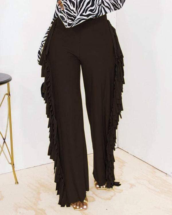 Queen Fashion - Wholesale Broek - Dames - veelzijdige nette broek, broek met franjespanelen2