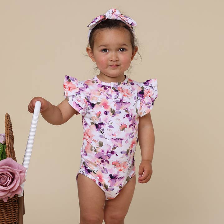 Snuggle Hunny - Wholesale Bodysuit (Non-Footed) - Baby - Blushing Beauty Short Sleeve Organic Bodysuit with Frill2