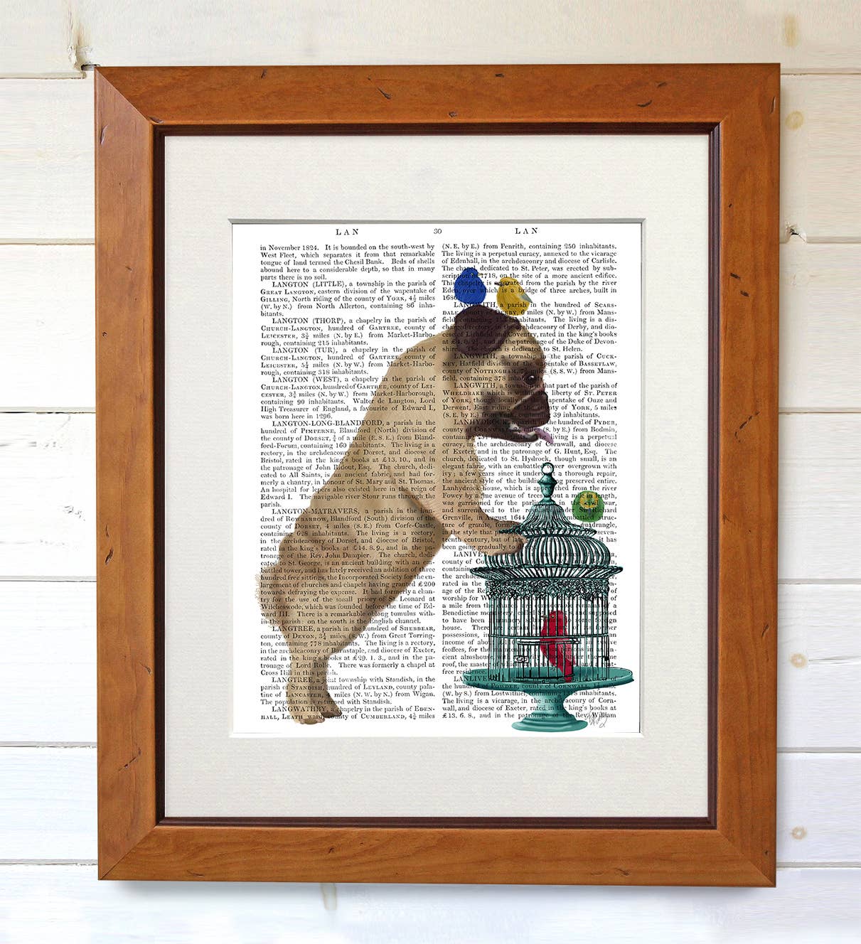 FabFunky Ltd - Wholesale Art Print - Pug and Birdcage, Dog Book Print / Art Print / Wall Art2