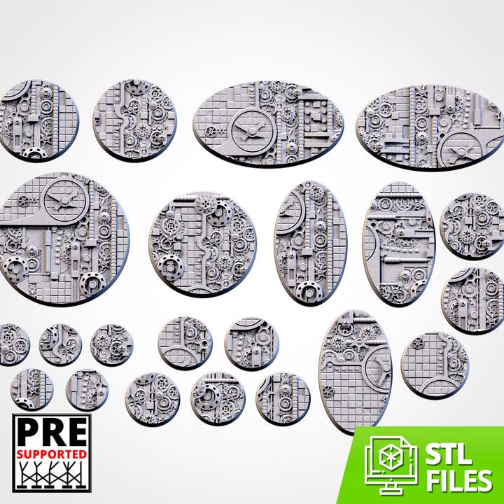 Bases texturadas Steampunk por atacado de Forg3d