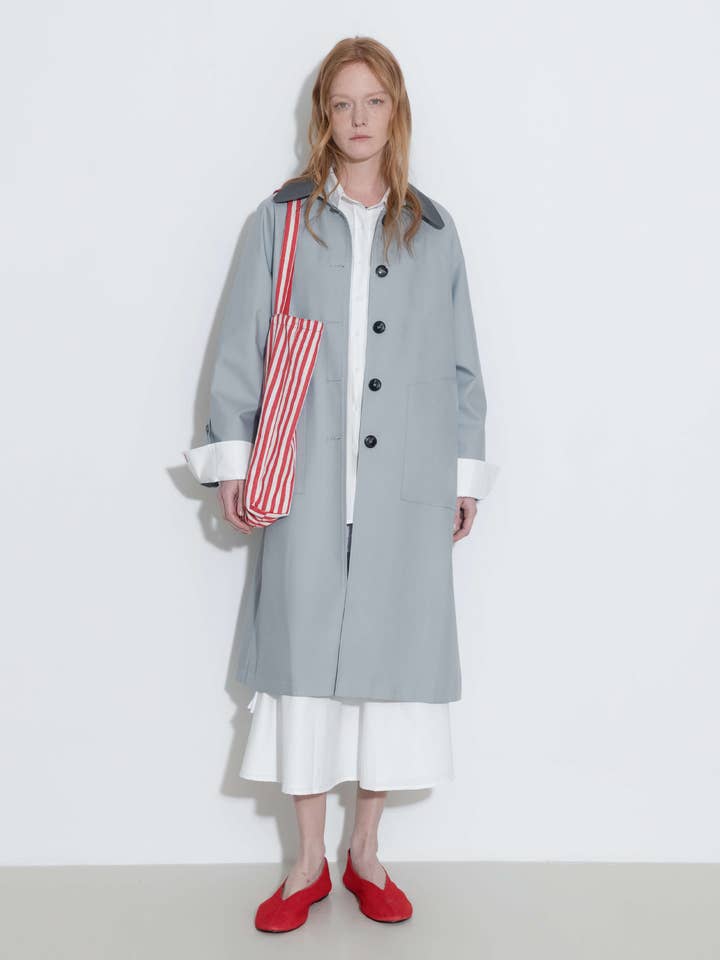 CUBIC - Wholesale Trench Coat - Women's - Color-Blocked Collar Long Trench Coat10
