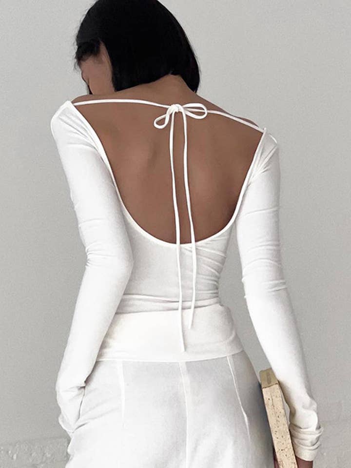 Mccolin - Wholesale Knit Top - Women's - Off-Shoulder Fitted Long Sleeve Top2