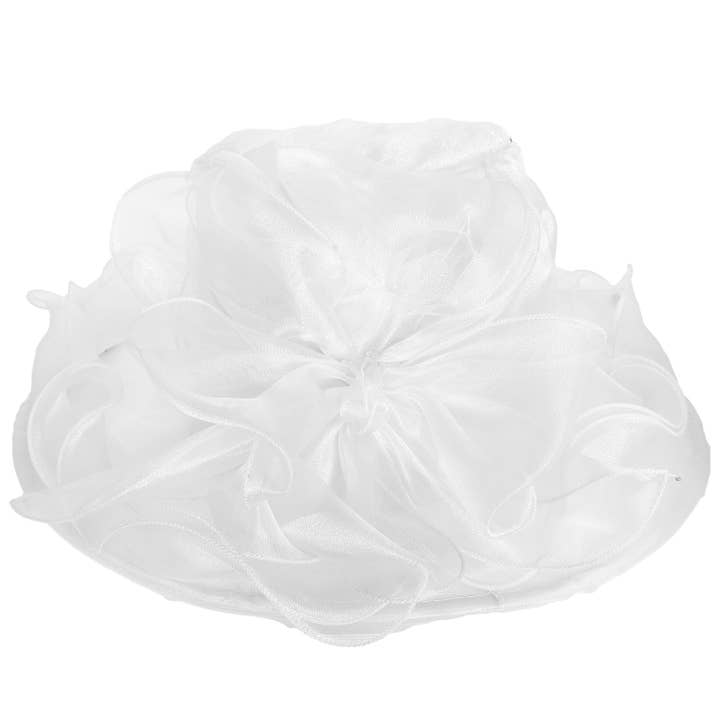 SP Sophia Collection - Wholesale Fascinator Hat - Women's - Floral Satin Trim Wide Brim Organza Hat 0