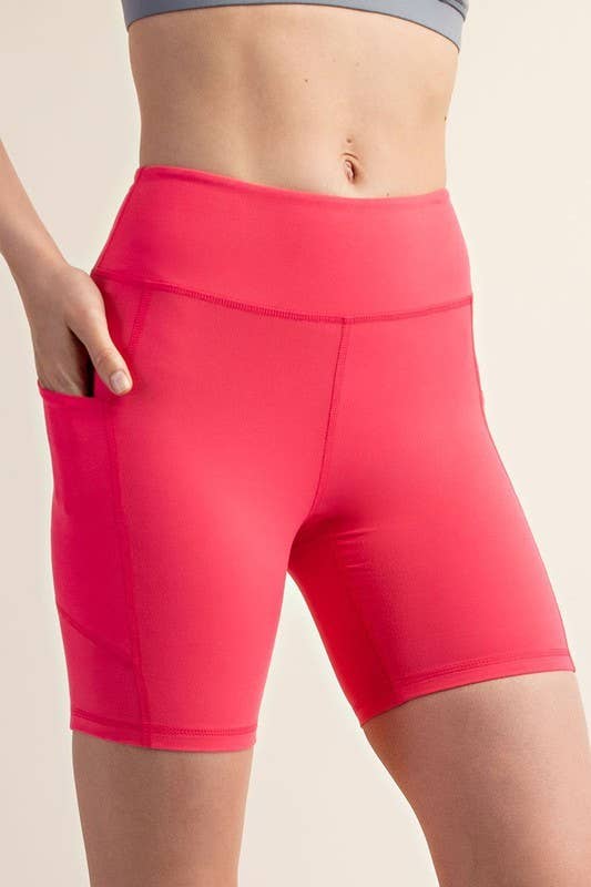 Sunday Morning - Wholesale Athletic Shorts - Women's - P406237-Butter Soft 6 Inch Biker Short with Pockets44