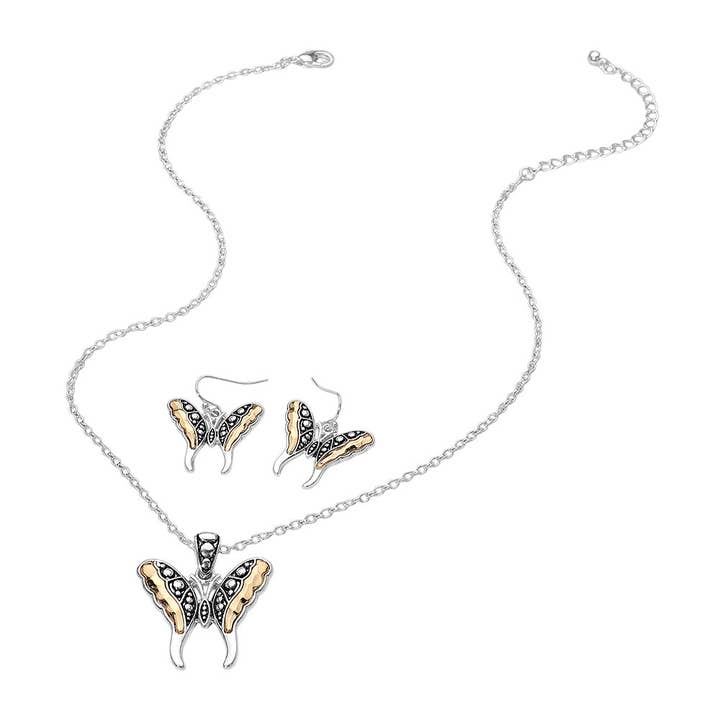 Sensibling Corp. - Wholesale Jewelry Set - Antique Metal Butterfly Pendant Necklace5