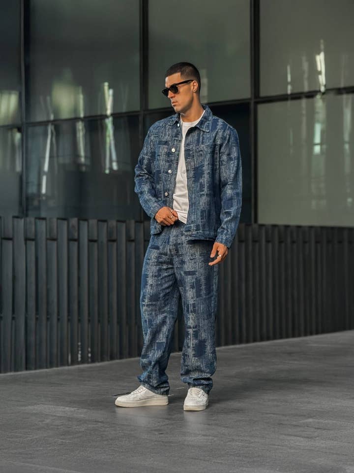 Baggy Distressed Patches Denim Jeans Set for wholesale by PremiumDenim