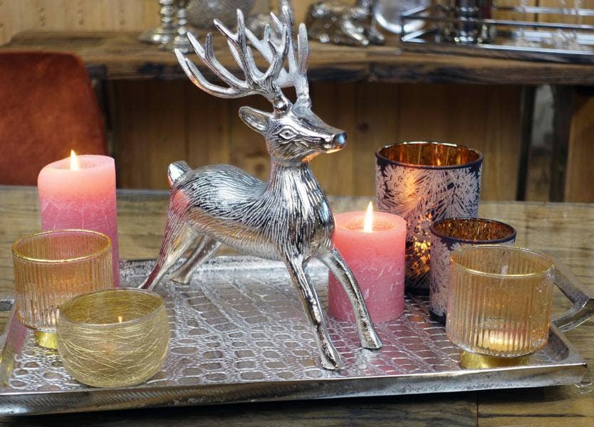 Michael & Philipp Noll e. K. – Großhandel Weihnachtsschmuck – Hirsch Deko Metall Silber 27 cm4