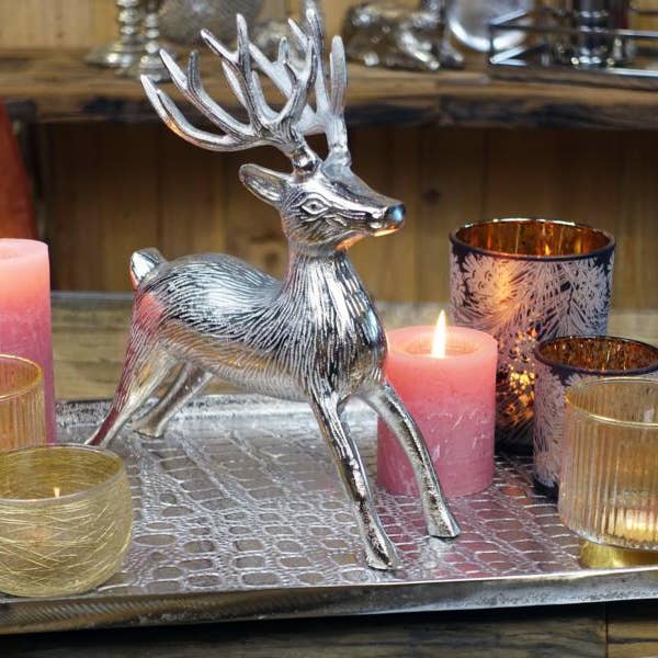 Michael & Philipp Noll e. K. – Großhandel Weihnachtsschmuck – Hirsch Deko Metall Silber 27 cm4