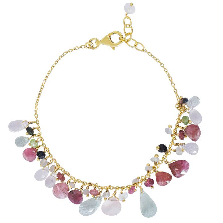 Iris Rozenkwarts, Groene Amethist & Toermalijn Kralen Armband voor wholesale door POMEGRANATE