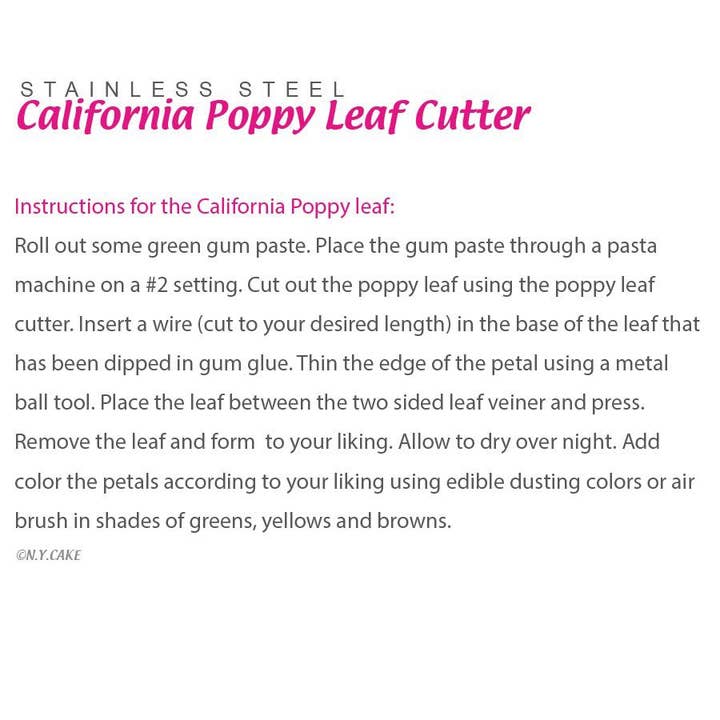 NY Cake - Wholesale Craft Tool - California Poppy Leaf Cutter by James Rosselle2