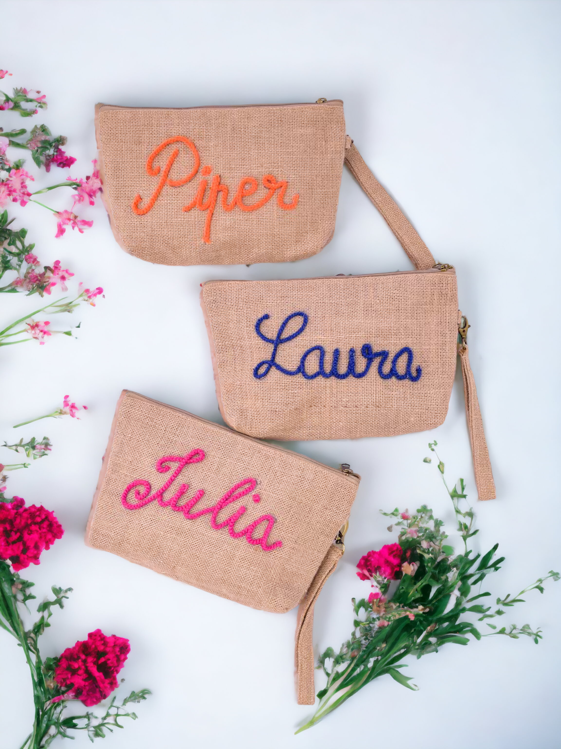 Melecraft – wholesale Make-up/cosmetic bag – Personalized Jute Makeup Bag | Bridesmaid Cosmetic Bag1