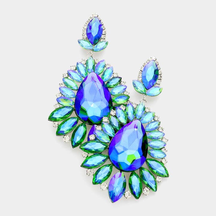 Teardrop Center Marquise Stone Cluster Evening Earrings for wholesale by Sensibling Corp.