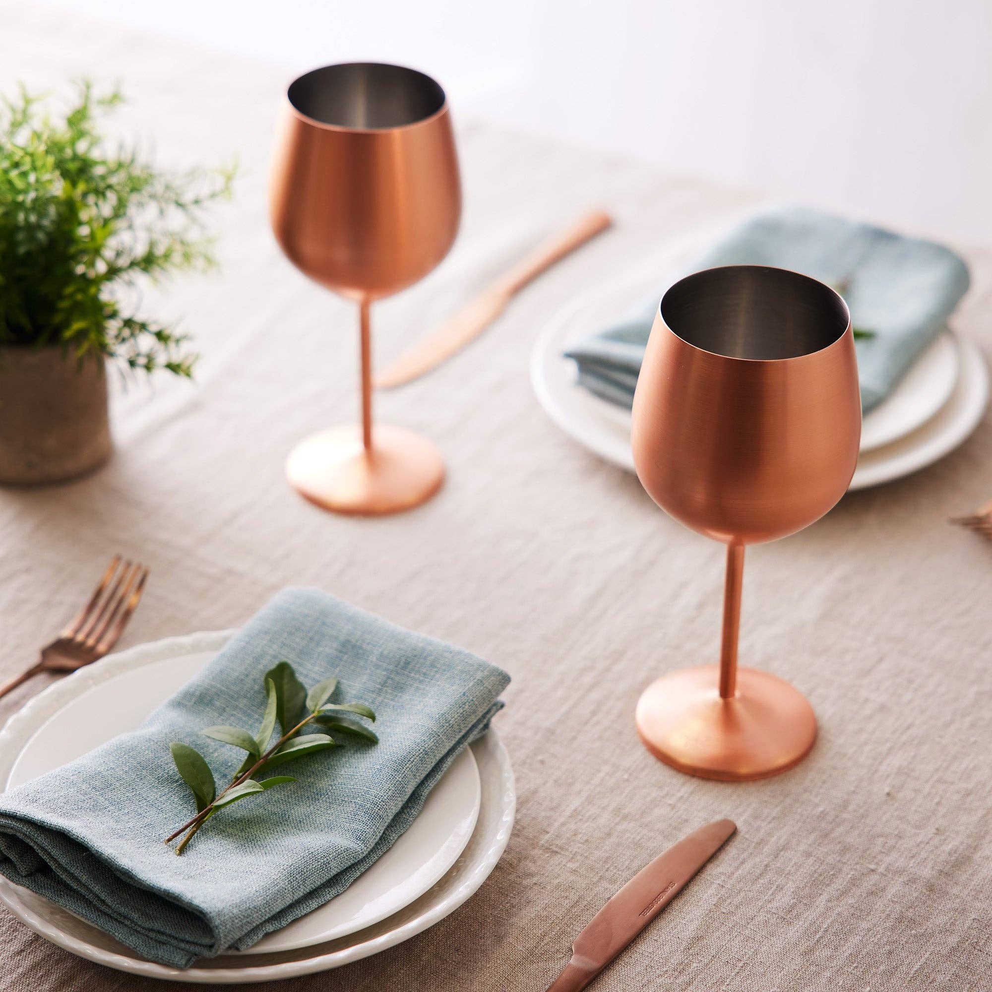 Oak & Steel - Wholesale Wine Glass - 4 Matte Rose Gold Wine Glasses1