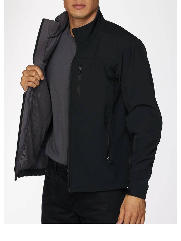 Rodeo Clothing - Vente Veste – homme - Vestes doublées en polaire softshell pour hommes/manteaux d'extérieur noir/gris3