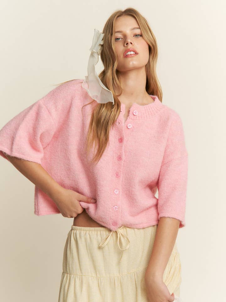 Mocha kvartærmet strikket cardigan for engroshandel hos In The Beginning