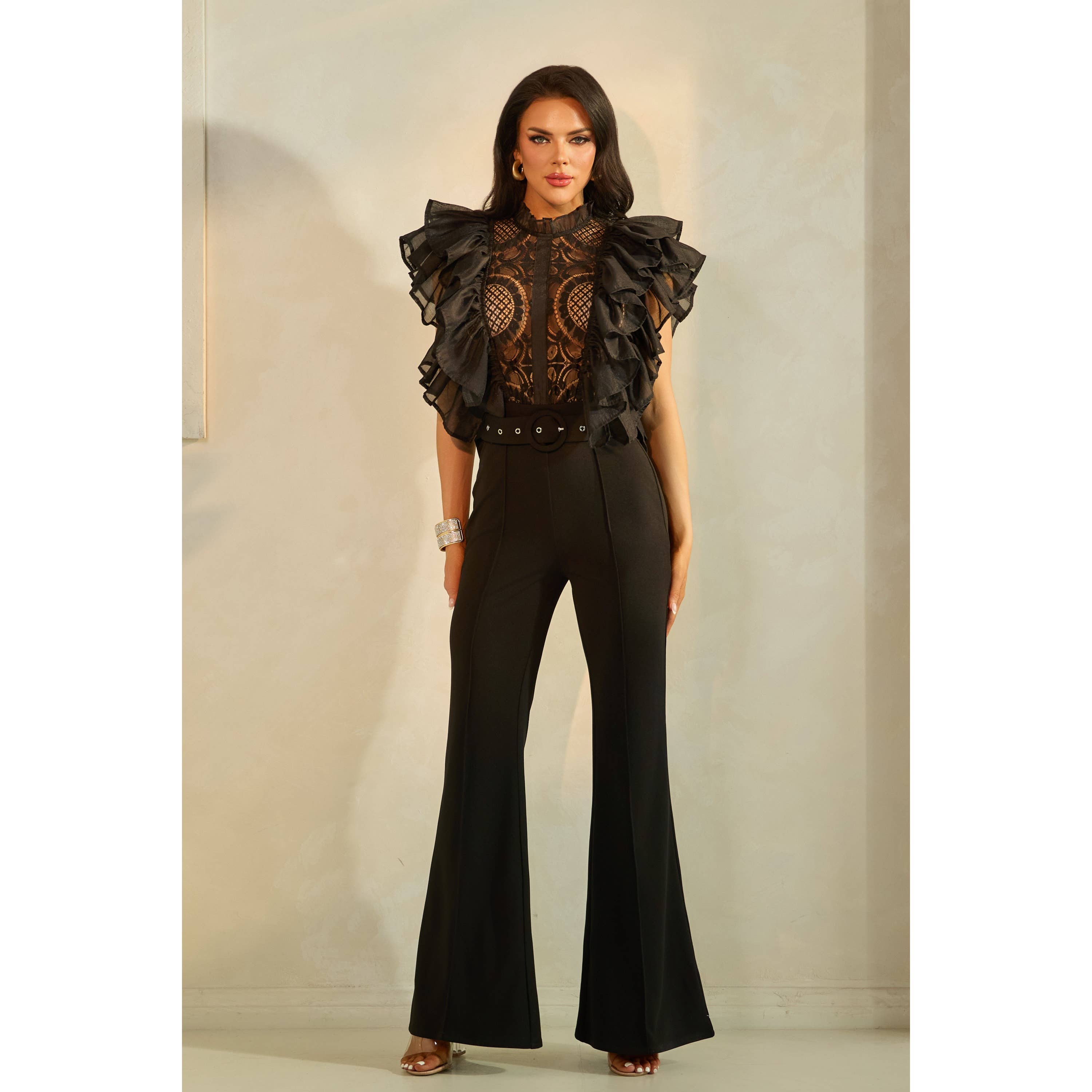 The Sang - Wholesale Jumpsuit - Dames - Jumpsuit met ruches en kanten details8