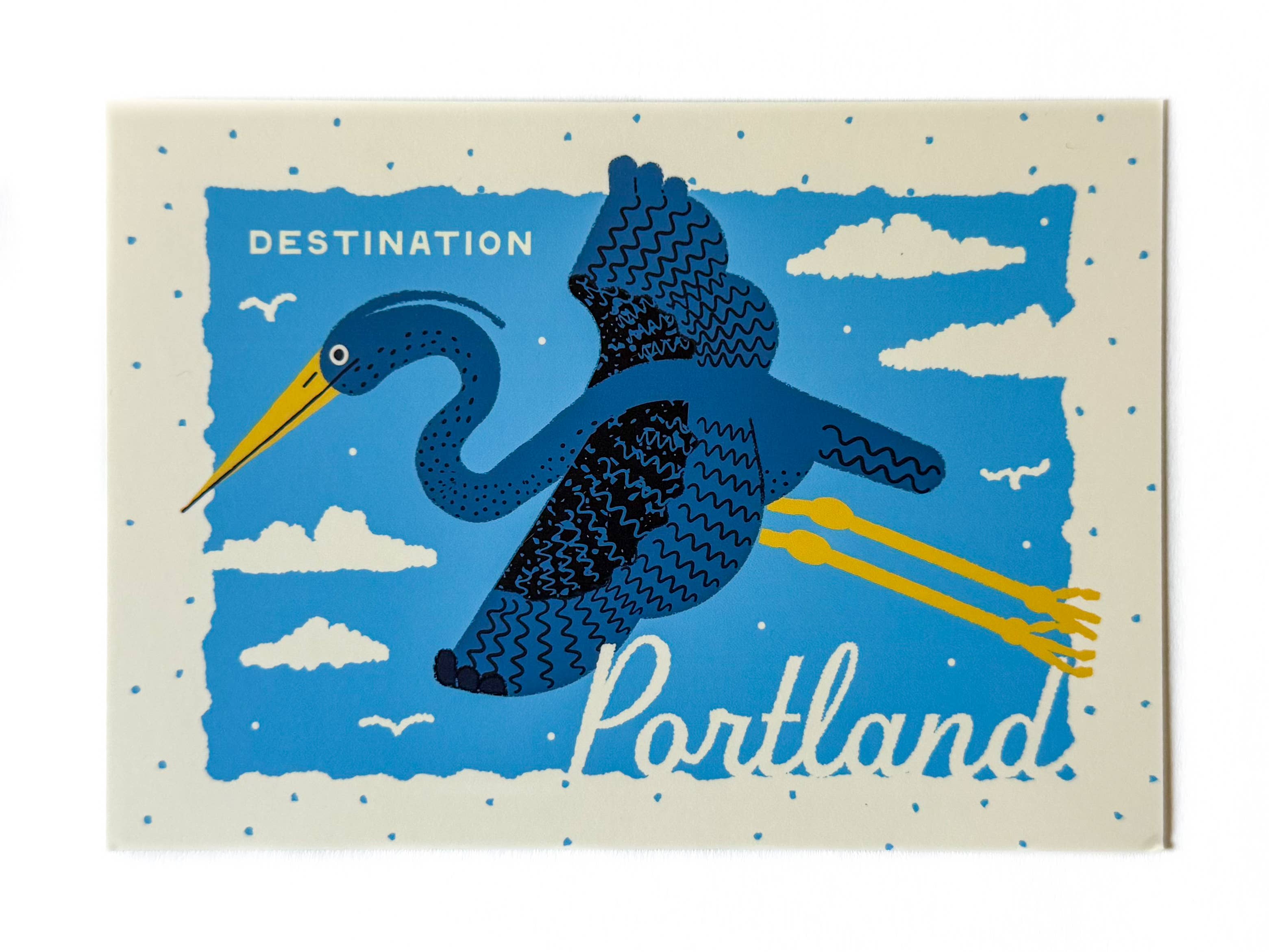 Wug Prints - Wholesale Ansichtkaart - Bestemming Portland - Zwevende Reiger Ansichtkaart0