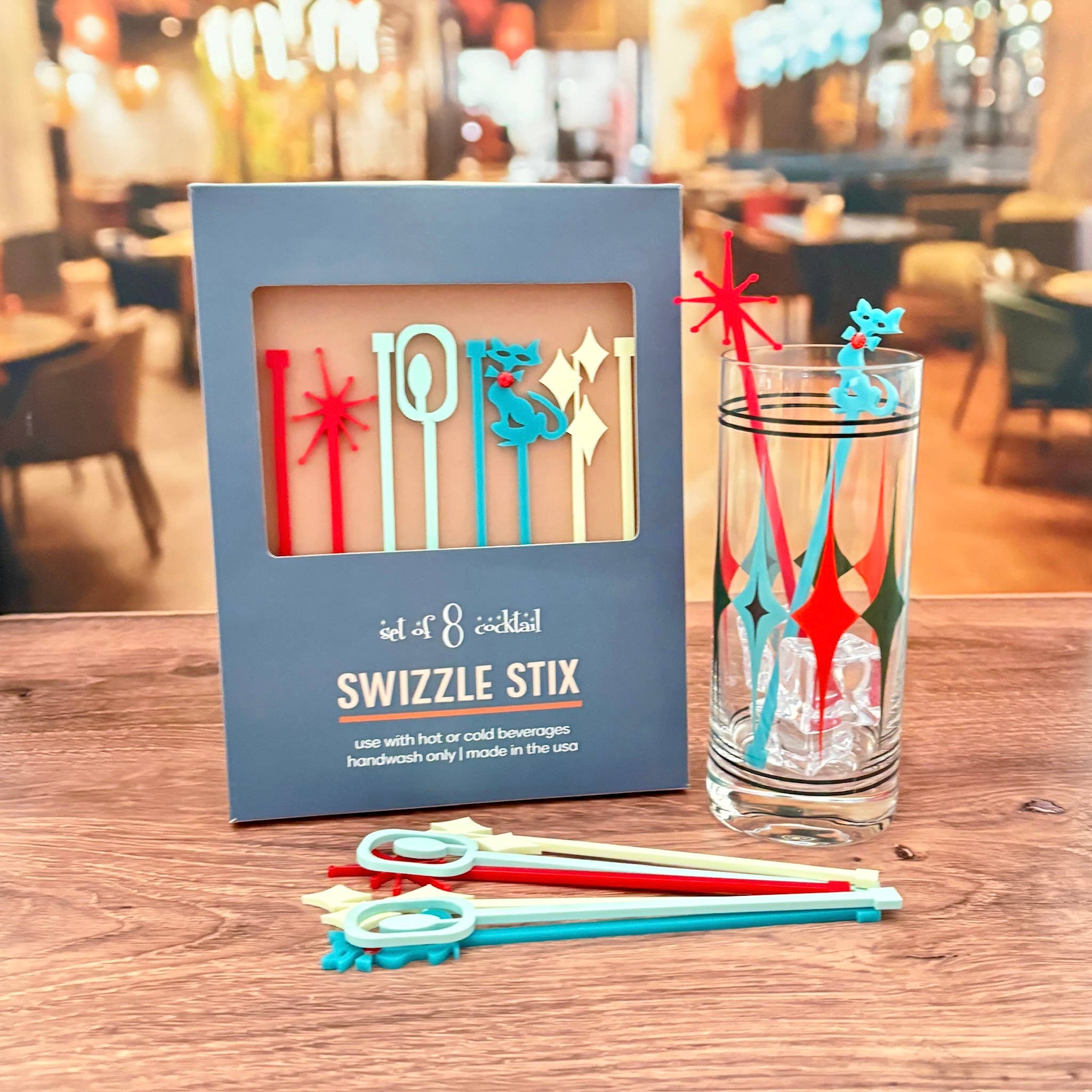 Mod Lounge Paper Company - Wholesale Drink Stirrer - Mid Century Swanky Shapes Beverage Mixing Swizzle Stix1