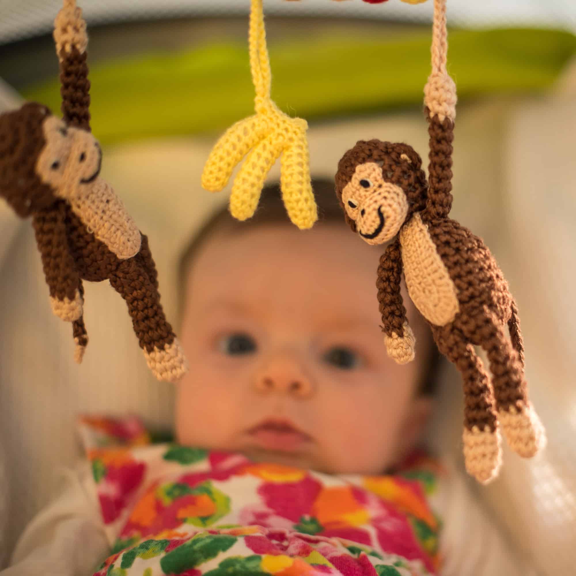 SindiBaba - Wholesale Stuffed/Plush Toy - Kids & Baby - Crochet pram chain monkey CHARLIE in brown1