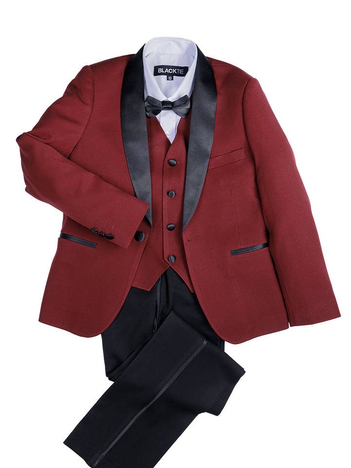 "London" Kids Wine Tuxedo (5-Piece Set) for wholesale by Cardi International