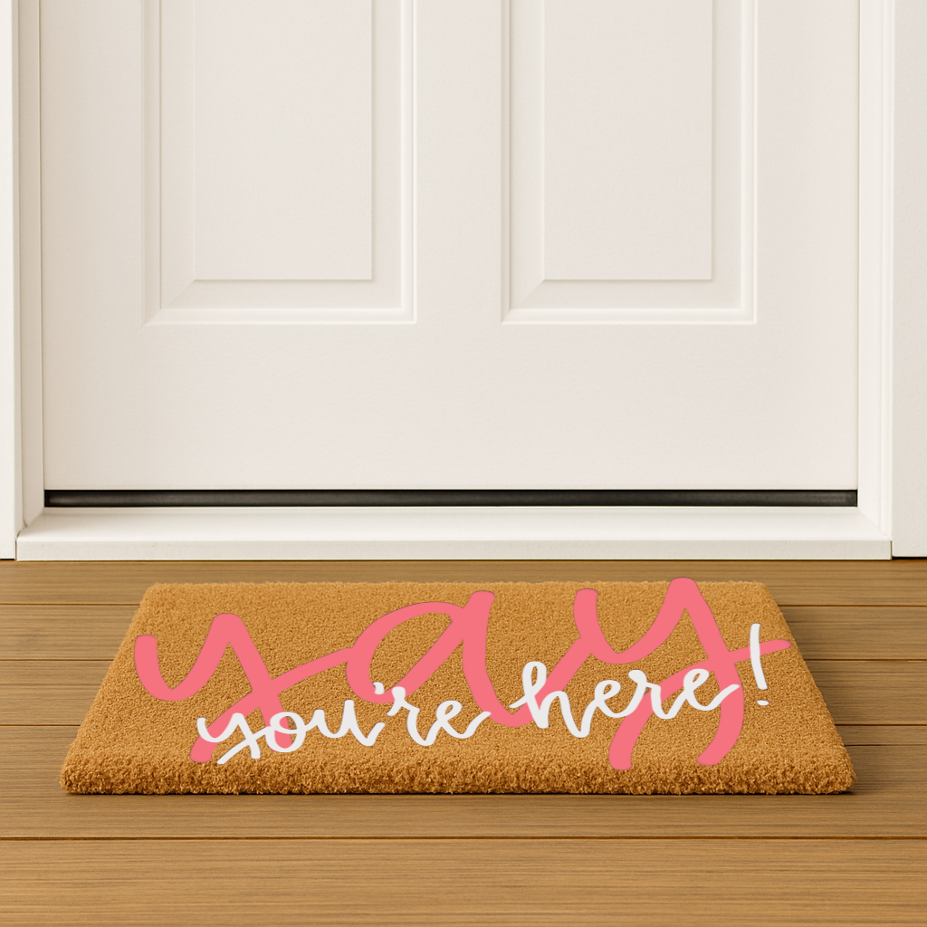 Cindy Hughes Design - Wholesale Door Mat - Yay You're Here Coir Doormat, size 18x30, welcome mat2