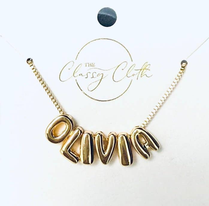 The Classy Cloth WS - Vendita all'ingrosso Collana con ciondolo/pendaglio - Collana con Nome in Lettere Bubble PERSONALIZZATA - Solo Lettere in Oro RTS1