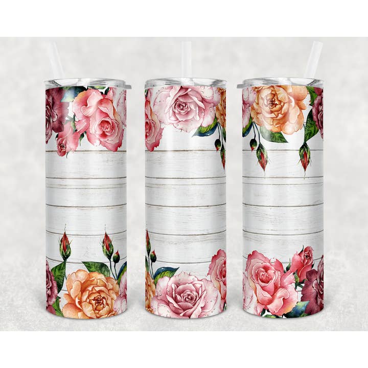 Mauve Roses - 20oz Tumbler for wholesale by Crafted in the Loo, LLC