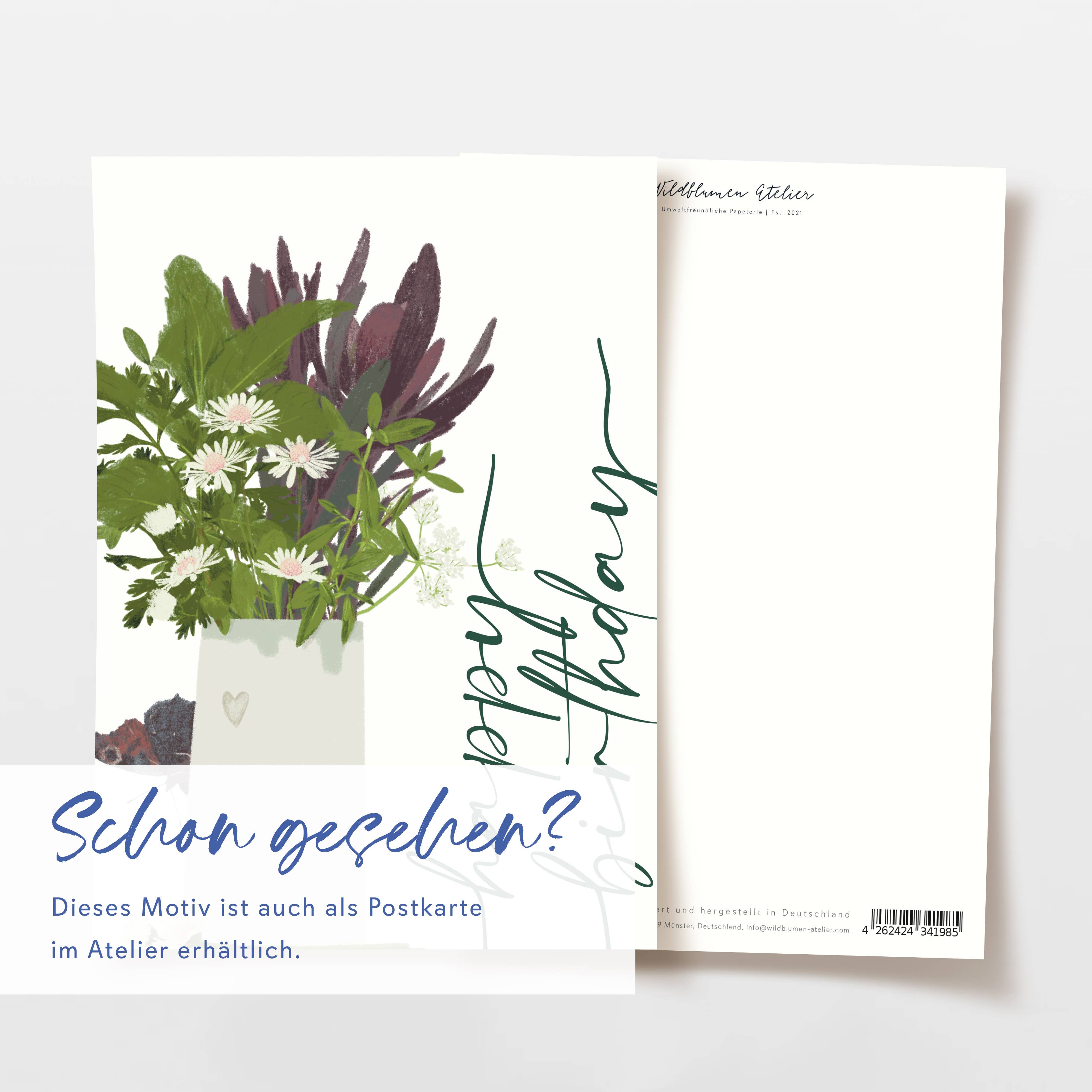 Wildblumen Atelier – wholesale Birthday card – Folded card happy birthday vase with flowers, with envelope, FSC4