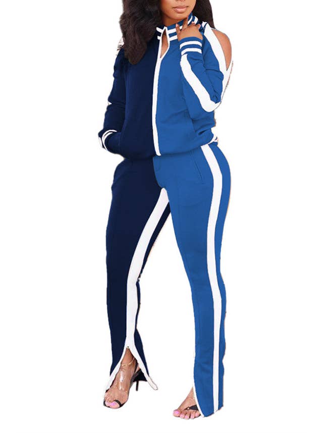 MB Fashion Wholesale - Wholesale Lounge Set - Women's - MB FASHION Two-Piece Track Set with Shoulder Cutouts 81253