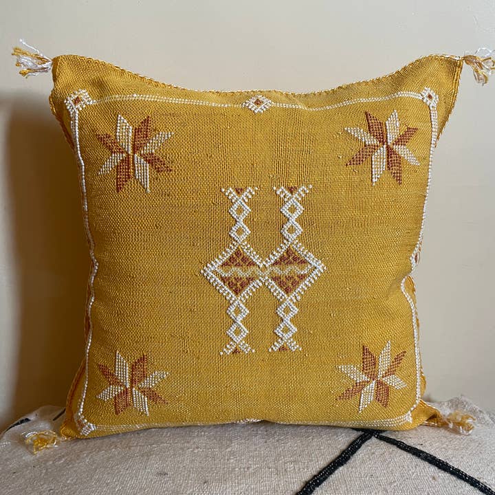 Moroccan cactus sabra silk pillow for wholesale by MARRAKECH METACRAFT LTD
