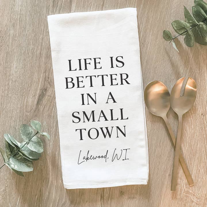 Lissi Designs - Wholesale Tea Towel - Custom Small Town - Cotton Tea Towel