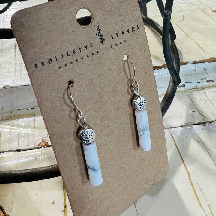 Frolicking Leaves - Wholesale Dangle Earrings - White Howlite Earrings