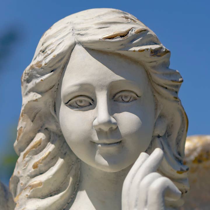 Zaer Ltd. International - Wholesale Outdoor Ornament/Decor - 46" Tall Angel Statue w/ Billowing Dress and Bird "Maria"
