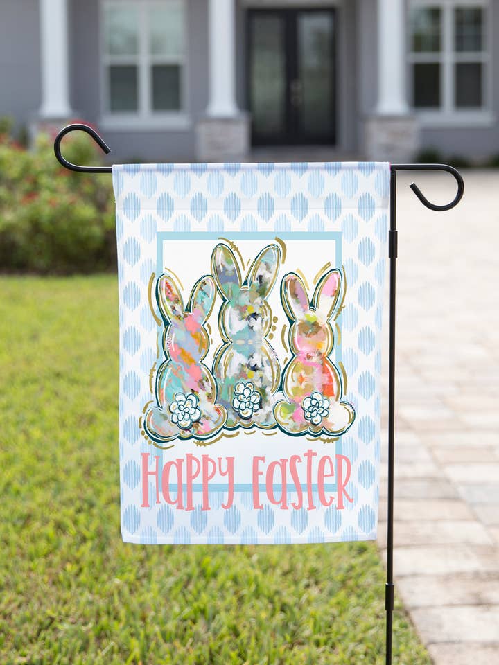 Easter Garden Flag - Chinoiserie Bunnies for wholesale by The Navy Knot