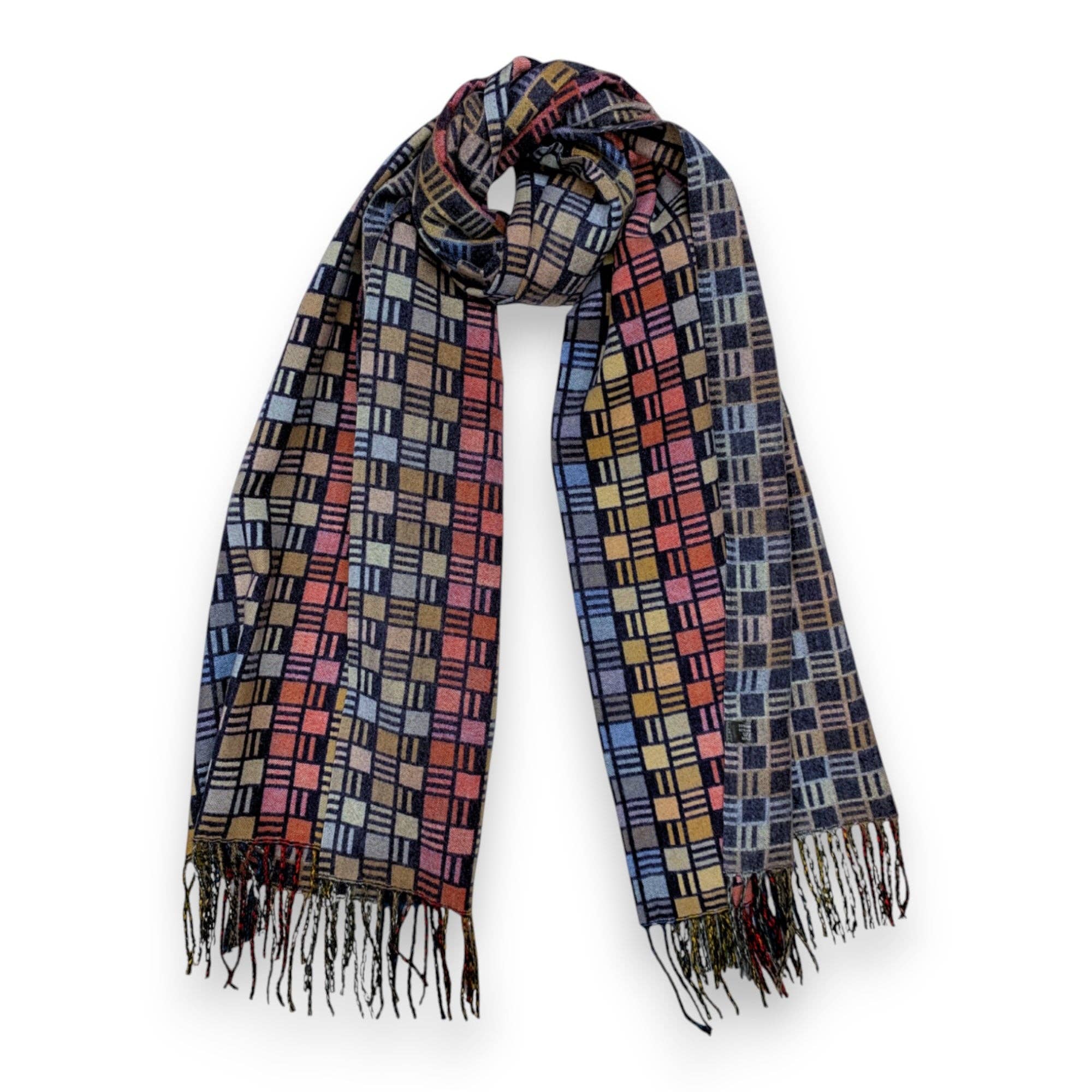 Lili Scarves (US Duty Free) – wholesale Halsduk - Dam – Cube Print Cashmere-blandning Vinterhalsduk4